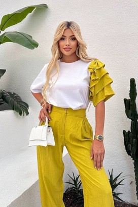 komplet za svakodnevni moderni izgled sa trendi rukavom HIRDONA MUSTARD