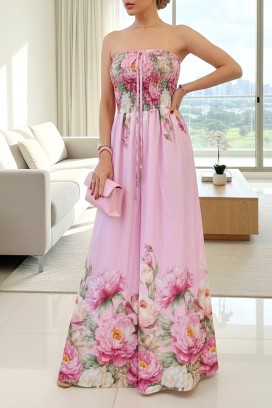 ženska duga haljina sa cvetnim printom i korsetom LAREZA