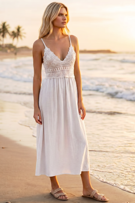 letnja midi haljina u boho stilu sa pletenim korsetom SOLANIA BLACK
