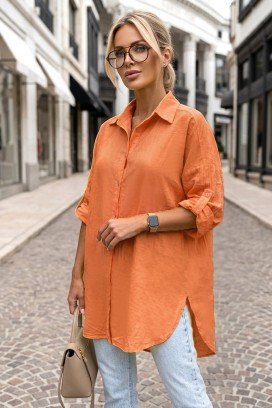 oversize ženska košulja čistog dizajna i slobodnog kroja LONELIA ORANGE