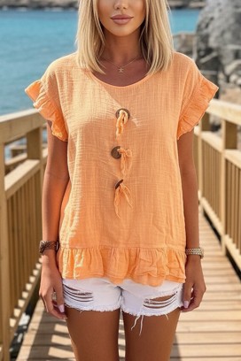 boho bluza sa ukrasnim vezicama i volančićima DORINZA ORANGE