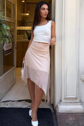 efirna suknja sa modernim asimetričnim dizajnom JOLENE PUDRA