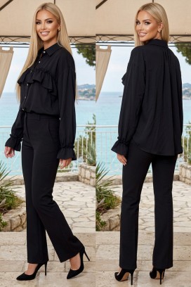 elegantna ženska košulja sa volanima i efektim rukavima AURELISA BLACK