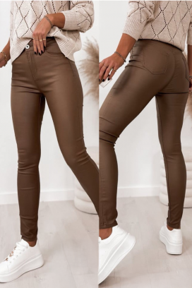 Ženske pantalone od eko kože sa visokom strukom SAYLORA