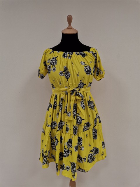 Mini haljina cvetnog printa 2780, Boja: žuta, IVET.RS - Nova Kolekcija