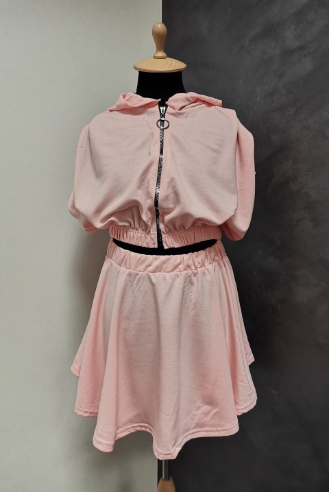 Trendi suknja i top s kapuljačom i rajsferšlusom 4019, Boja: rose, IVET.RS - Nova Kolekcija