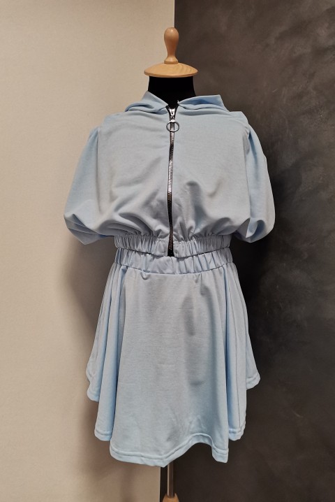 Moderna suknja i top s kapuljačom i rajsferšlusom 4020, Boja: svetloplava, IVET.RS - Nova Kolekcija