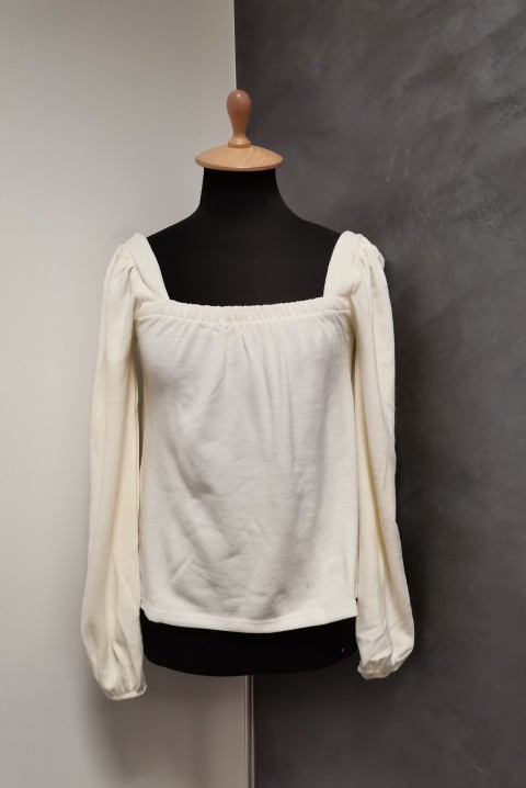 Trendi bluza s puf rukavima 5131, Boja: bela, IVET.RS - Nova Kolekcija