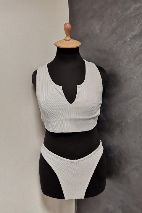 Moderan ženski dvodelni kupaći kostim u klasičnoj boji 6291, Boja: bela, IVET.RS - Nova Kolekcija
