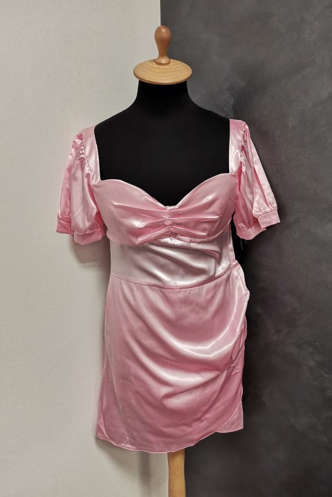 Elegantna kratka haljina koketnog dizajna 6398, Boja: roze, IVET.RS - Nova Kolekcija