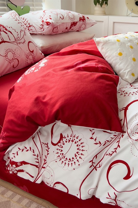 Komplet posteljine GANILTA 200x220 cm, Boja: bela i crvena, IVET.RS - Nova Kolekcija