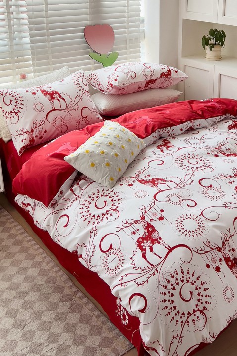 Komplet posteljine GANILTA 200x220 cm, Boja: bela i crvena, IVET.RS - Nova Kolekcija