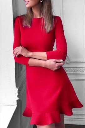 Moderna kratka haljina u klasičnoj boji 6555, Boja: crvena, IVET.RS - Nova Kolekcija
