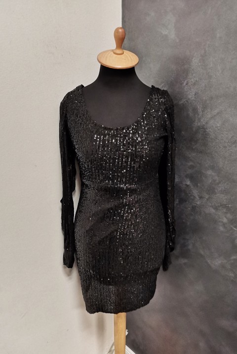Elegantna kratka haljina sa šljokicama 6670, Boja: crna, IVET.RS - Nova Kolekcija