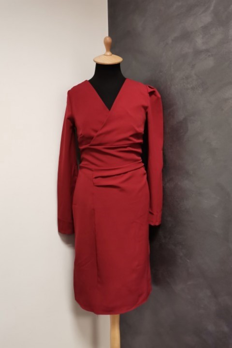 Elegantna ženska haljina u klasičnoj boji 6672, Boja: bordo, IVET.RS - Nova Kolekcija