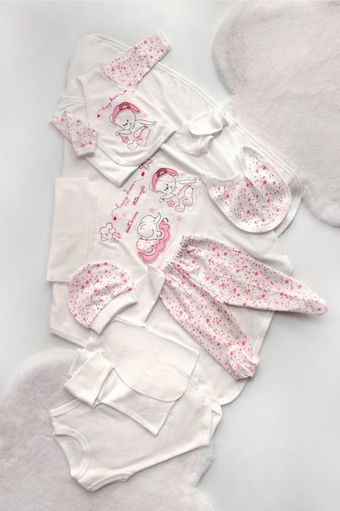 Komplet od 10 delova za novorođenče CAMITRI PINK, Boja: bela i roze, IVET.RS - Nova Kolekcija