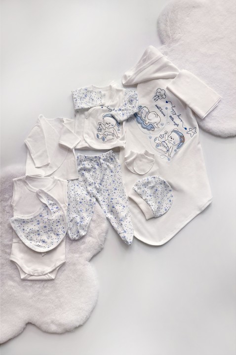 Komplet od 10 delova za novorođenče CAMITRI SKY, Boja: plava i bela, IVET.RS - Nova Kolekcija