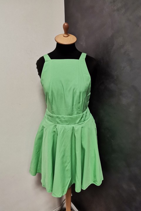 Koketna kratka haljina golih leđa s mašnom 6709, Boja: zelena, IVET.RS - Nova Kolekcija