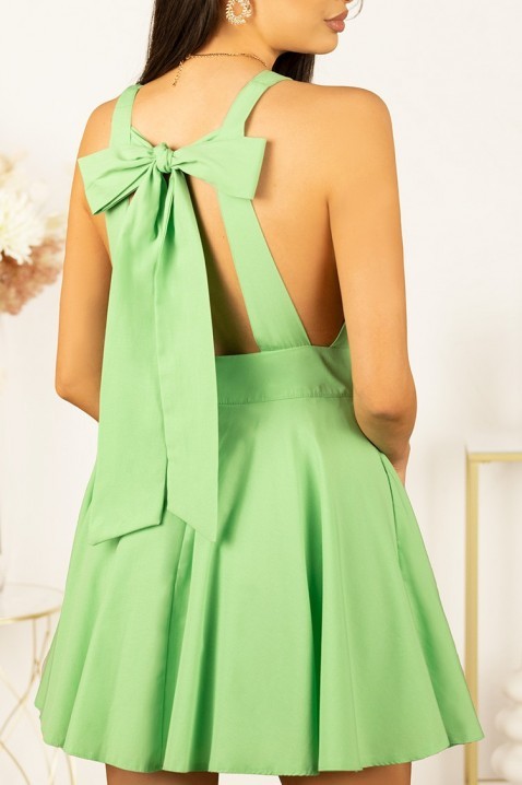 Koketna kratka haljina golih leđa s mašnom 6709, Boja: zelena, IVET.RS - Nova Kolekcija