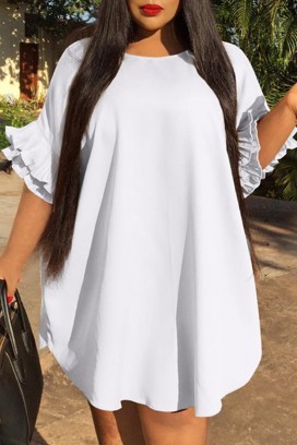Kratka haljina koketnog dizajna u klasičnoj boji 6738, Boja: bela, IVET.RS - Nova Kolekcija