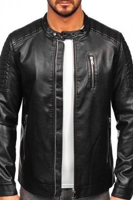 Muška eko kožna jakna atraktivnog dizajna 6777, Boja: crna, IVET.RS - Nova Kolekcija