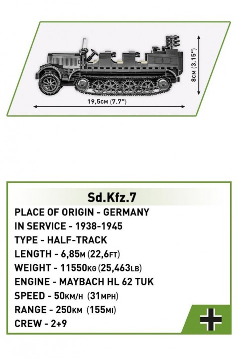 Konstruktor Cobi Sd.Kfz. 7 Half-track - dela 439IVET.RS - Nova Kolekcija