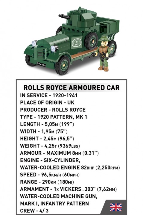 Konstruktor Cobi Rolls Royce Armoured Car - dela 267IVET.RS - Nova Kolekcija