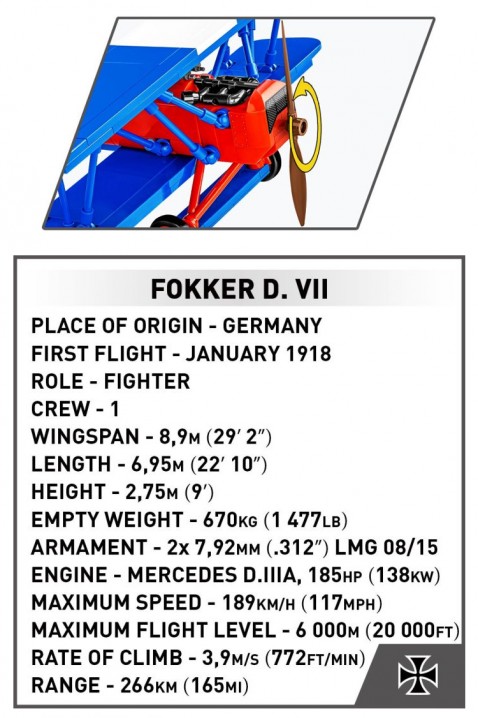 Konstruktor Cobi Fokker D. VII - dela 256IVET.RS - Nova Kolekcija