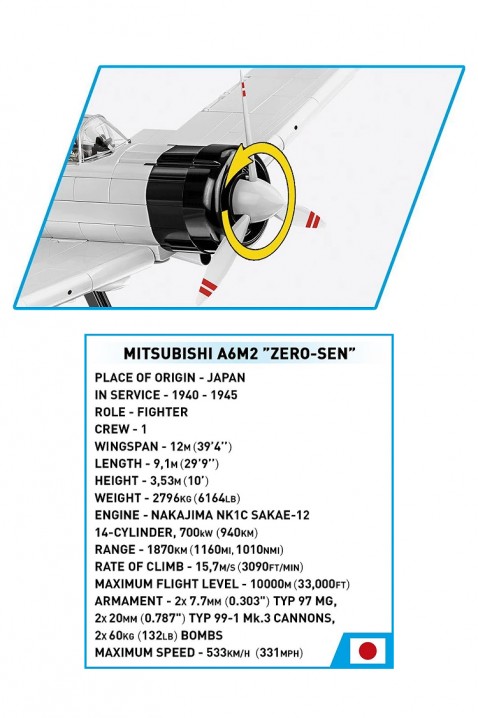 Konstruktor Cobi lovački avion Mitsubishi A6M2 „Zero“ - delova 347IVET.RS - Nova Kolekcija