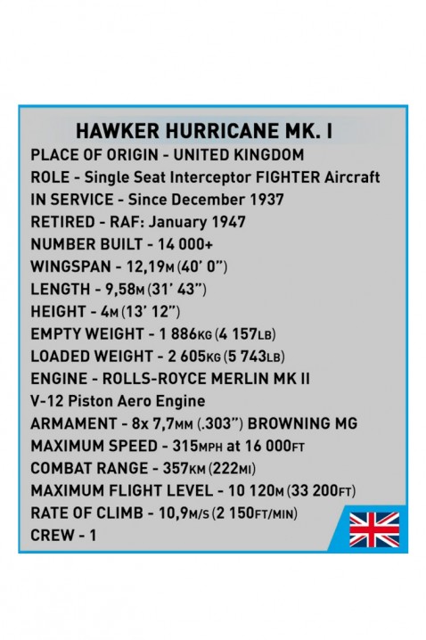 Konstruktor Cobi avion Hawker Hurricane - delova 375IVET.RS - Nova Kolekcija