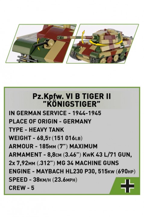 Konstruktor Cobi tenk Tiger II „Königstiger” - delova 500IVET.RS - Nova Kolekcija