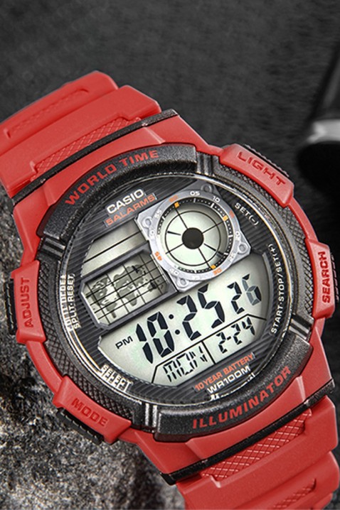 Muški sat CASIO AE-1000W-4AVDF, Boja: crvena, IVET.RS - Nova Kolekcija