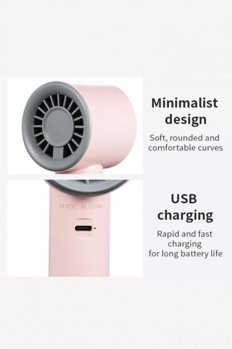 Ručni mini ventilator ROBY PINK, Boja: roze, IVET.RS - Nova Kolekcija