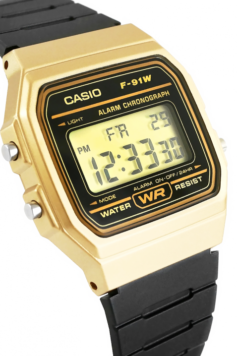 Sat CASIO F-91WM-9ADF, Boja: crna i zlatna, IVET.RS - Nova Kolekcija