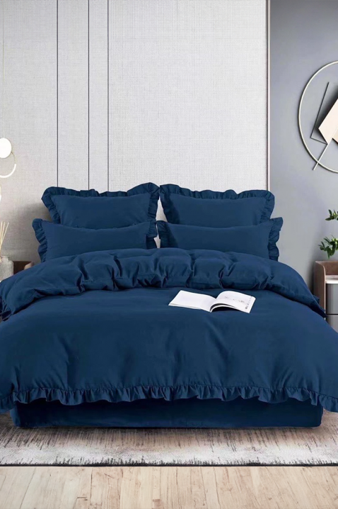 Komplet posteljine CANVELA NAVY 200x220 cm pamuk - 4 dela, Boja: tamnoplava, IVET.RS - Nova Kolekcija