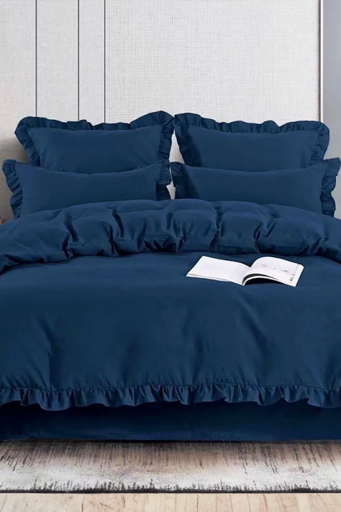 Komplet posteljine CANVELA NAVY 200x220 cm pamuk - 4 dela, Boja: tamnoplava, IVET.RS - Nova Kolekcija