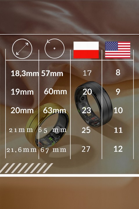 Pametni prsten za praćenje sna i fitnesa EOLSY - 20.6 mm, Boja: crna, IVET.RS - Nova Kolekcija