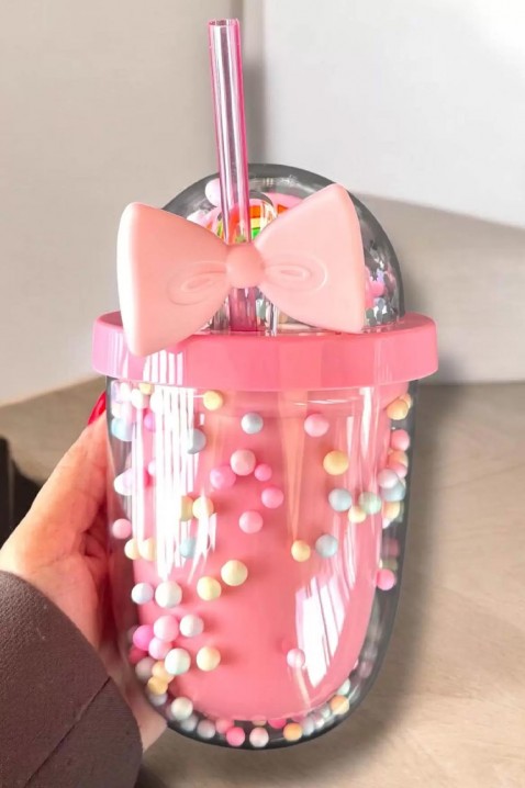 Čaša za vodu sa slamkom TRULMY PINK - 500 ml, Boja: roze, IVET.RS - Nova Kolekcija