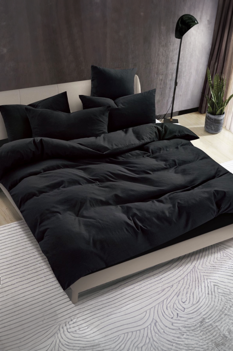 Komplet posteljine SOLPESA BLACK 200x220 cm pamuk - 3 dela, Boja: crna, IVET.RS - Nova Kolekcija