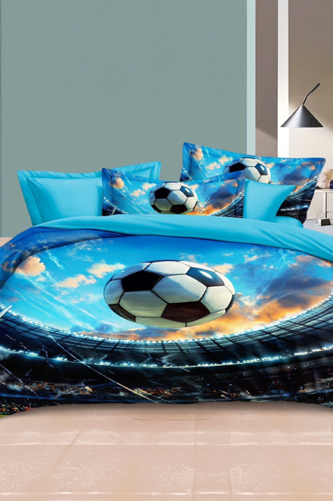 Komplet posteljine FOOTBALL 160x200 cm pamuk - 3 dela, Boja: plava, IVET.RS - Nova Kolekcija