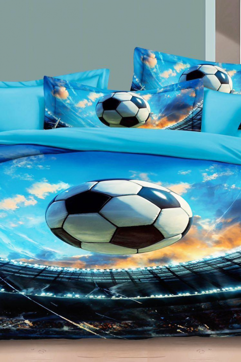 Komplet posteljine FOOTBALL 160x200 cm pamuk - 3 dela, Boja: plava, IVET.RS - Nova Kolekcija