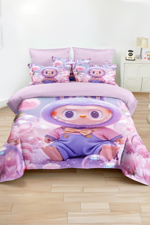 Komplet posteljine LABUBU BABY 160x200 cm pamuk - 3 dela, Boja: ljubičasta, IVET.RS - Nova Kolekcija