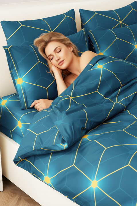 Komplet posteljine BRIONEFY 200x220 cm pamuk - 4 dela, Boja: plava, IVET.RS - Nova Kolekcija