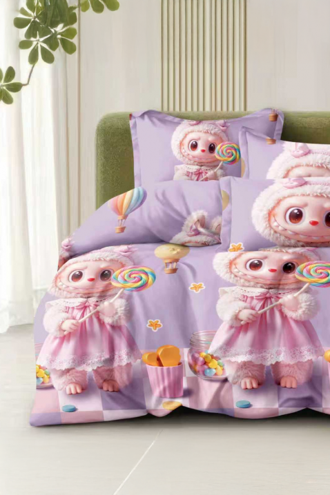 Komplet posteljine LABUBU LILA 160x200 cm pamuk - 4 dela, Boja: ljubičasta, IVET.RS - Nova Kolekcija