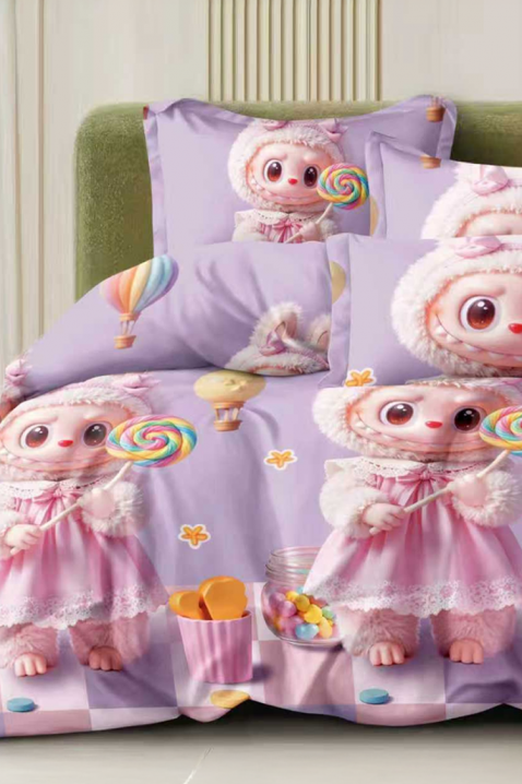 Komplet posteljine LABUBU LILA 160x200 cm pamuk - 4 dela, Boja: ljubičasta, IVET.RS - Nova Kolekcija