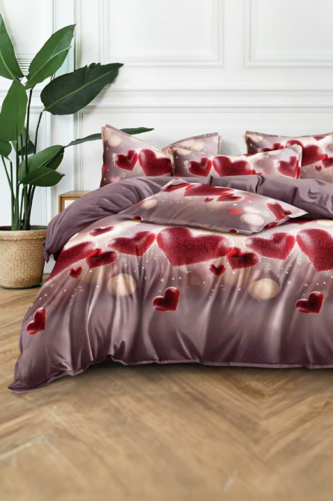 Komplet posteljine FLOMEGY 200x220 cm pamuk - 3 dela, Boja: ljubičasta, IVET.RS - Nova Kolekcija