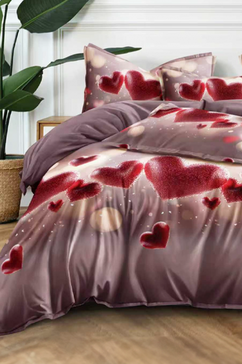 Komplet posteljine FLOMEGY 200x220 cm pamuk - 3 dela, Boja: ljubičasta, IVET.RS - Nova Kolekcija