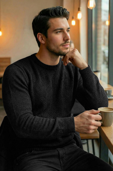 Muški džemper KARELDO BLACK, Boja: crna, IVET.RS - Nova Kolekcija