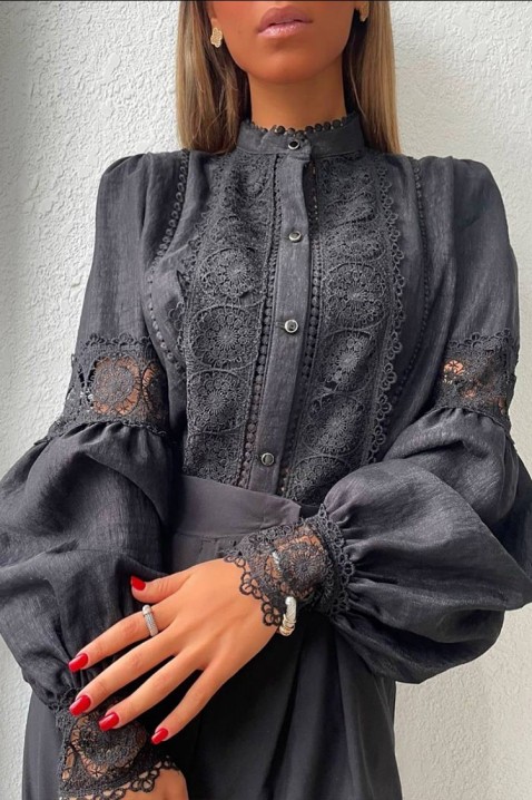 Ženska košulja MARTEMONA BLACK, Boja: crna, IVET.RS - Nova Kolekcija