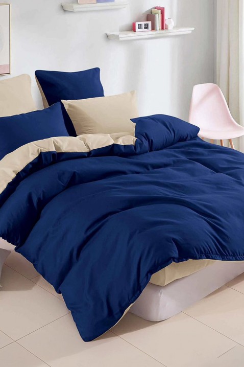 Komplet posteljine SINERLY 160x200 cm pamuk - 4 dela, Boja: tamnoplava, IVET.RS - Nova Kolekcija